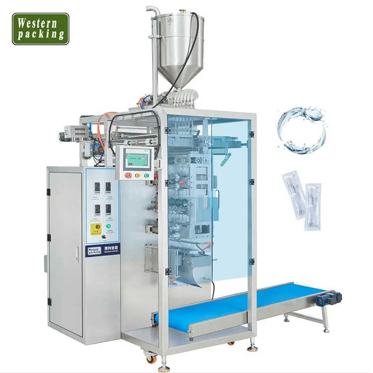 Máquina envasadora de bolsitas con sellado lateral de 4 carriles y líquido de 10 carriles