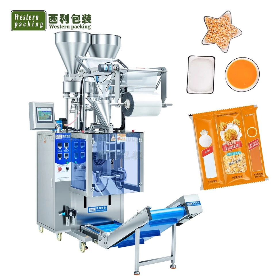 Máquina empacadora de paquetes de palomitas de maíz y aceite