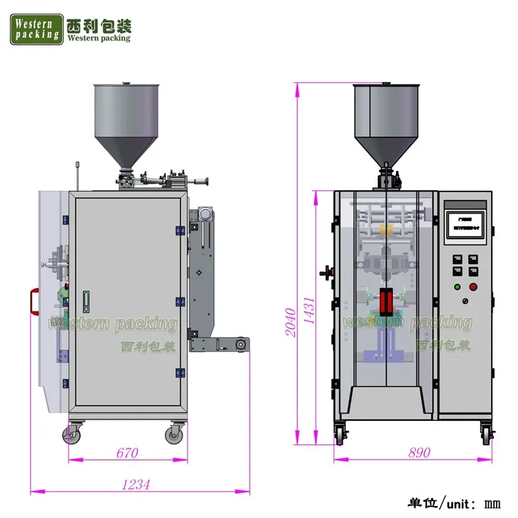 pyramid shape bag liquid filling packing machine