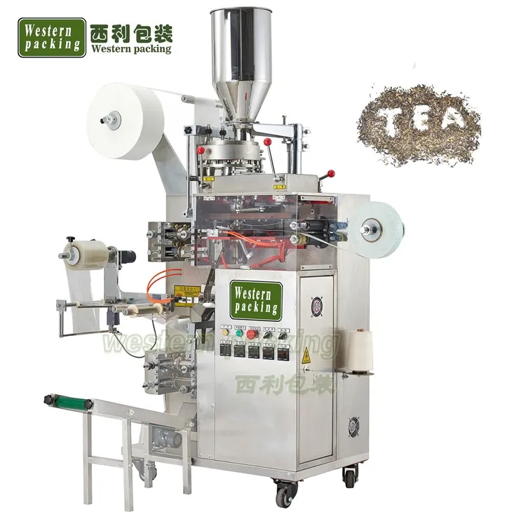 Máquina envasadora de té con etiqueta